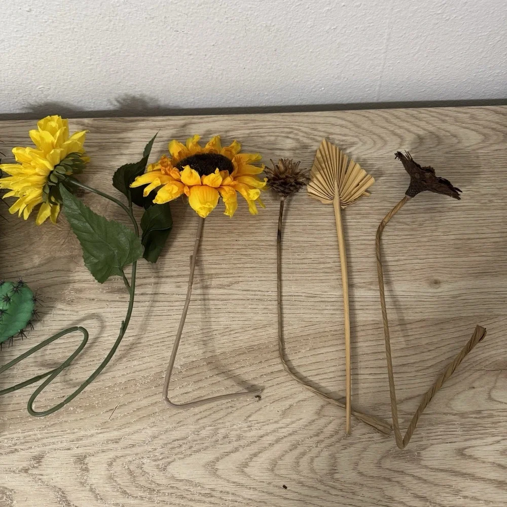 Southwestern Faux Floral Arrangement Vase Filler Western Cactus Sunflowers‎